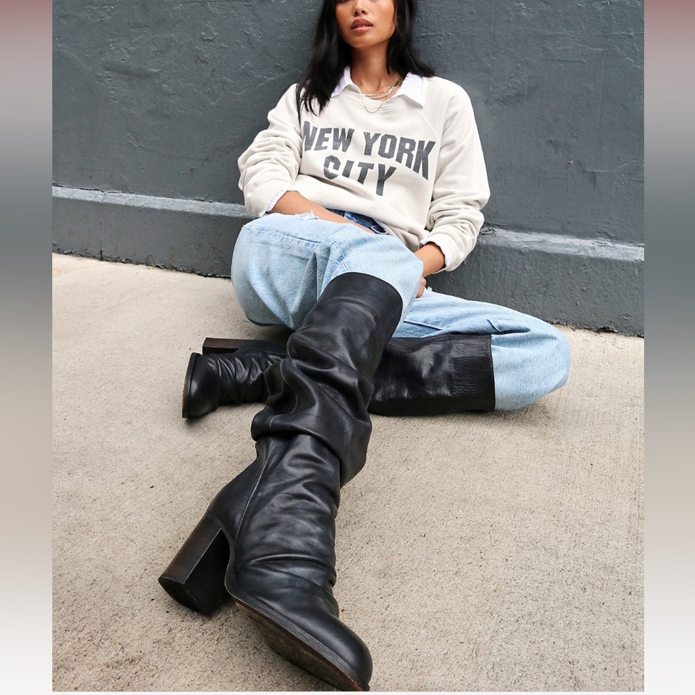 Free People Black Tall Slouch Boots